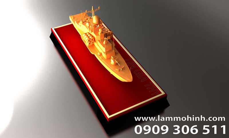 Mô hình tàu mạ vàng 24k dùng cho trưng bày phong thủy trong nhà