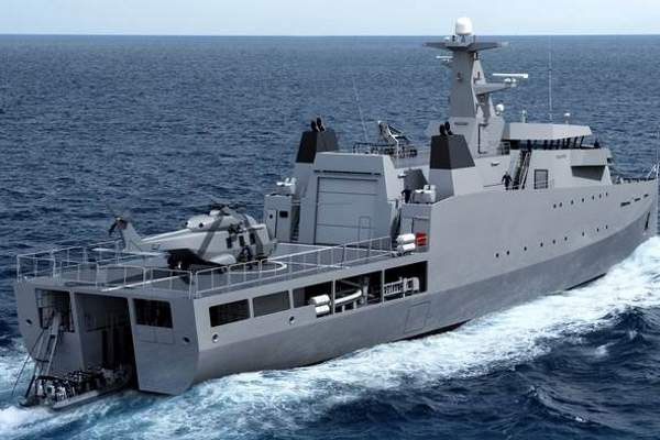 Mô hình thu nhỏ của Tàu tuần tra xa bờ (OPV) 2600 tại triển lãm DIMDEX 2024